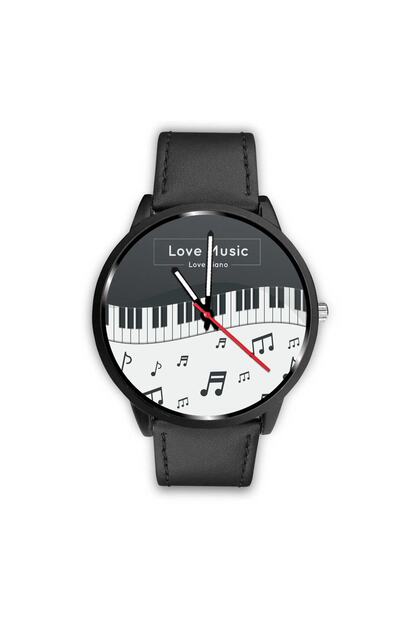 Nota Piano Melody Black Wristwatch Women Men