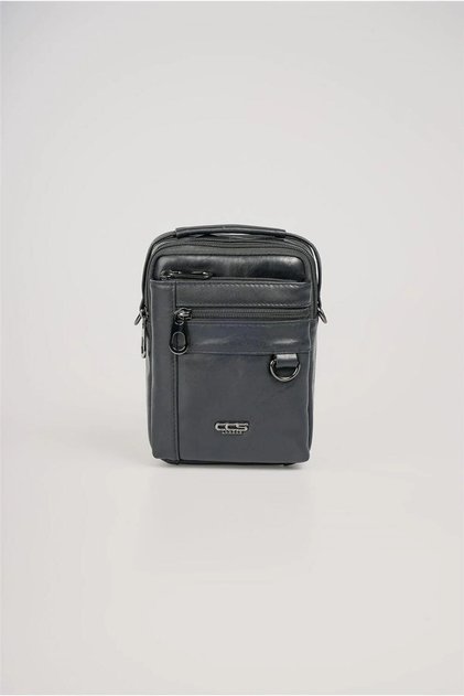 Men's Messenger Bag Cross Strap Genuine Leather Daily Use Stylish Lightweight Multi-Compartment Black 31615