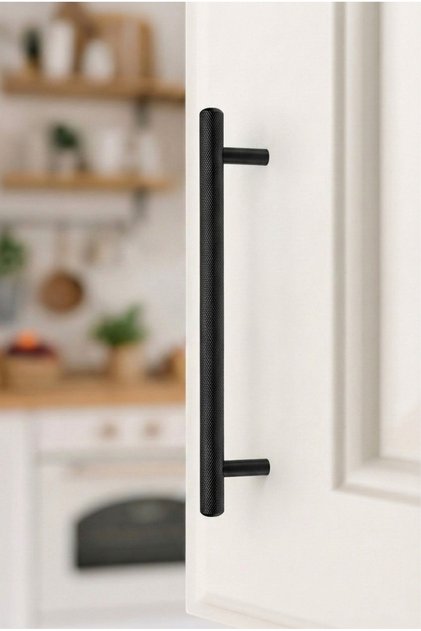 586/160/16 Black Serrated Metal Handle 160 mm – Modern Cabinet Drawer Handle Pack of 5