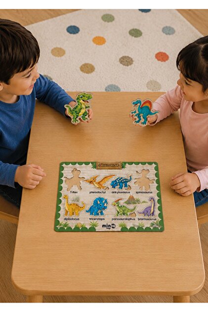 minİQ toys Ahşap Türkçe Dinazorlar Eğitici-Öğretici Yapboz