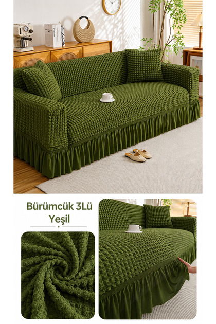 Bürümcük 3-Person Sofa Cover. Skirted Sofa Cover. Sofa Bed Cover. (1 Piece)