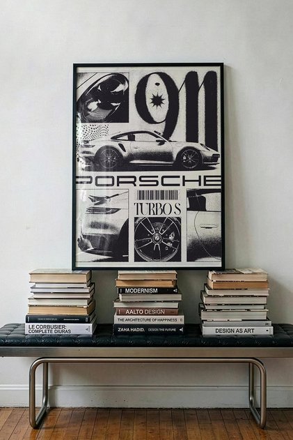 Siyah Çerçeveli Modern Dekoratif Poster Tablo – Porsche 911 | Araba Koleksiyonu