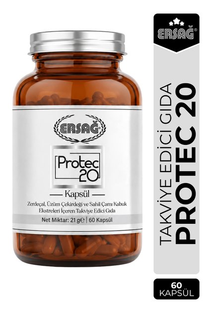 Protec 20 Sahil Çamı Zerdeçal Üzüm Çekirdeği İçeren Takviye Edici Gıda 60 Kapsül