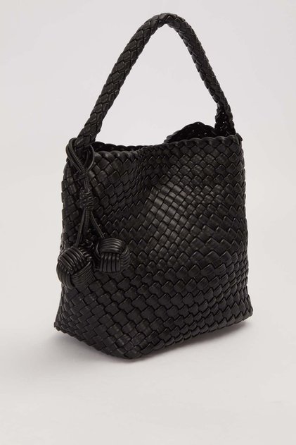 Black Rectangular Form Knitted Model Handbag