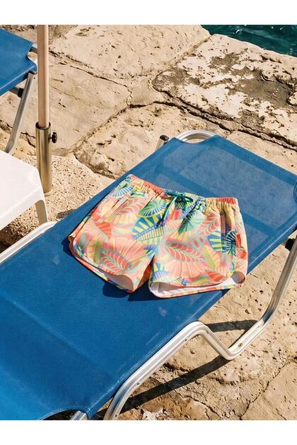 Mixed Patterned Women's Swim Shorts with Elastic Waist (S5)