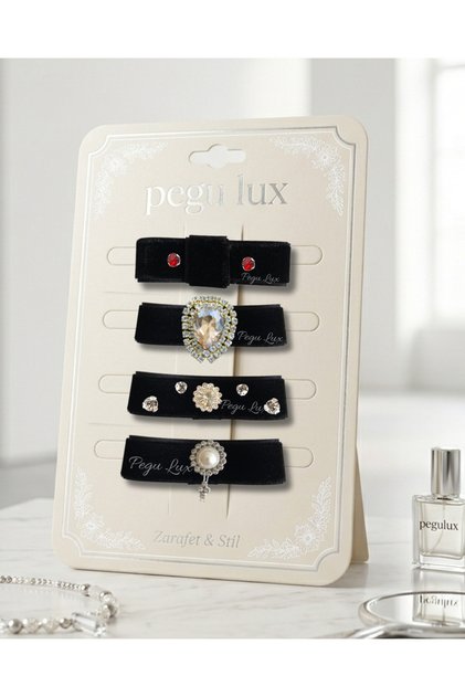 4-Piece Little Mini Lux Velvet Clip with Stone Closure, Holidays, Celebrations, Special Day