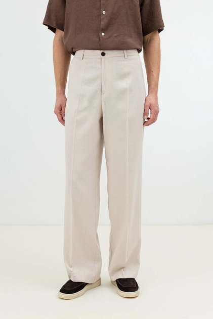 Stone Linen Blend Men's Trousers