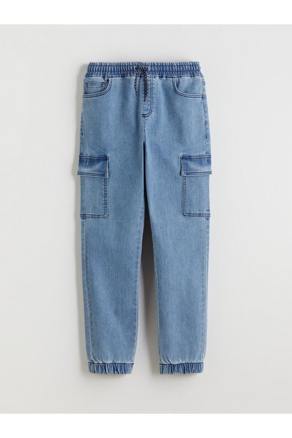 Boys' Cargo Jean Pants with Elastic Waistband