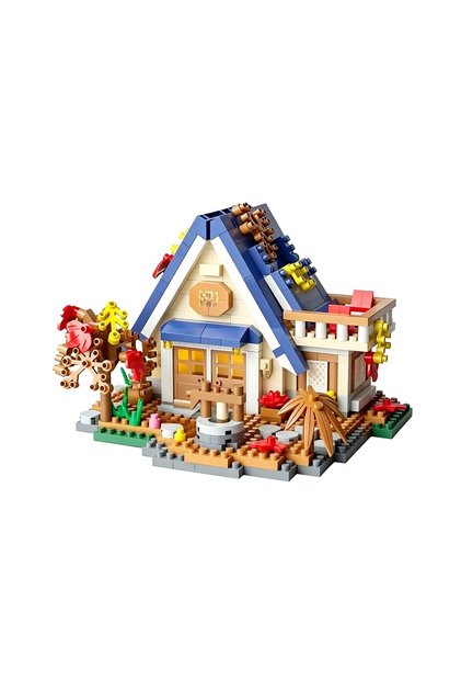 Set constructie, Flippy, Forest Log Cabin, din ABS, Model Casuta de Vis, 715 piese, 11.8x10.2x8.5 cm, Multicolor