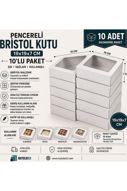 Pencereli kutu 19*19*7 (10 adet)