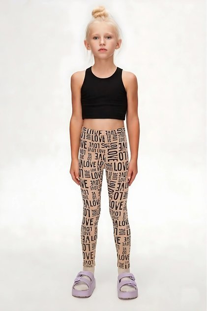 Girl's Patterned Summer Leggings with Love Written