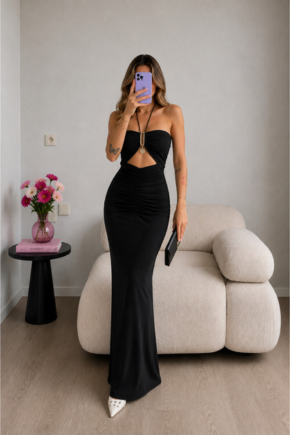 halter neck dress accessories Ekim Store Strapless with and Slit GMCExcluded