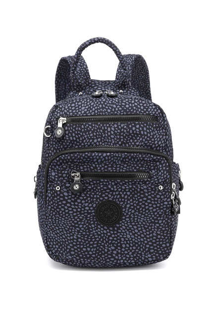 Daily Small Size Waterproof Crinkle Fabric Women's Backpack Polka Dot Black