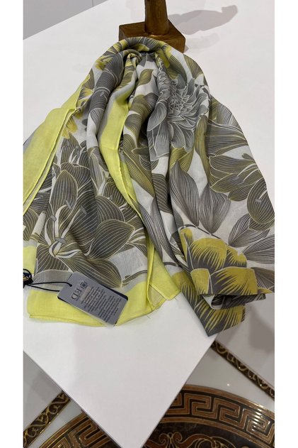 Floral Patterned Viscose Cotton Shawl