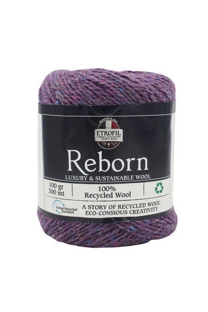 Reborn Örgü İpi Koyu Mor %100 Geri Dönüştürülmüş Yün 100g 300m (72267)