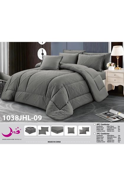 مفرش سرير مزدوج صيفي سادة وجهين - 6قطع - لحاف نفرين صيفي سادة وجهين 230*250