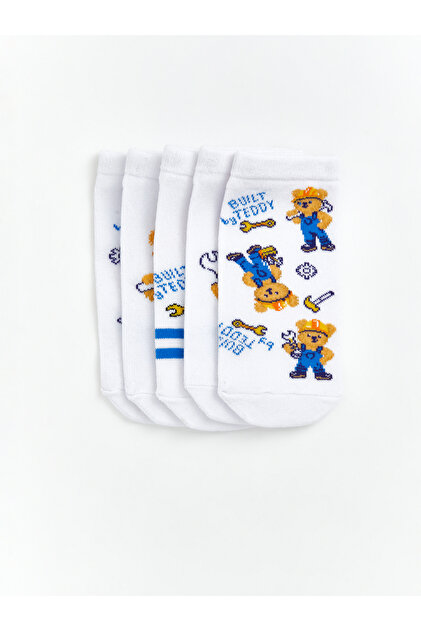 Bear Teddy Patterned Boys' Bootie Socks 5 Pack