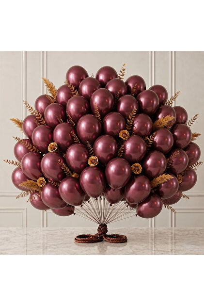 Burgundy Color Latex Metallic Balloon (30 cm) - 50 Pieces