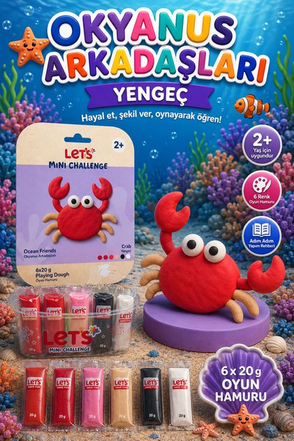 Mini Changelle 5 Renk Okyanus Arkadaşları Yengeç Oyun Hamuru 120g