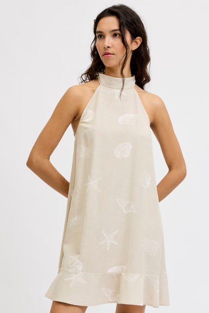 Kadin Halter Yaka Kolsuz Mini Elbise - Annika