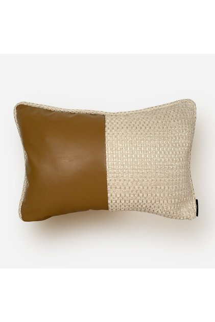 "Bouclé & Leather" Leather Throw Pillow Cover - 30X50