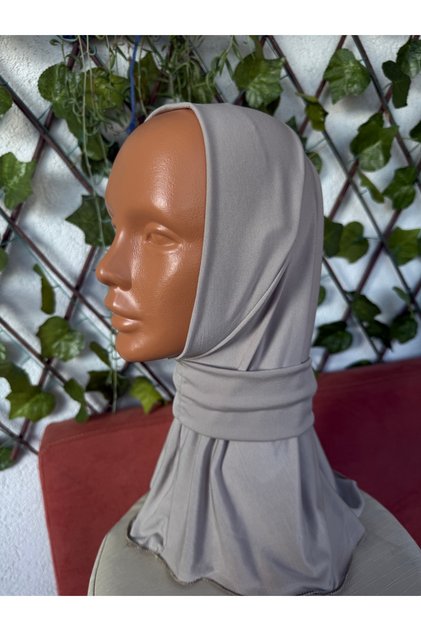 Snap-Fastener Hijab Bonnet That Covers the Neck, Islamic Clothing, Comfortable and Practical, Sea Pool Beige, Ready-To-Wear Combed Cotton Shawl