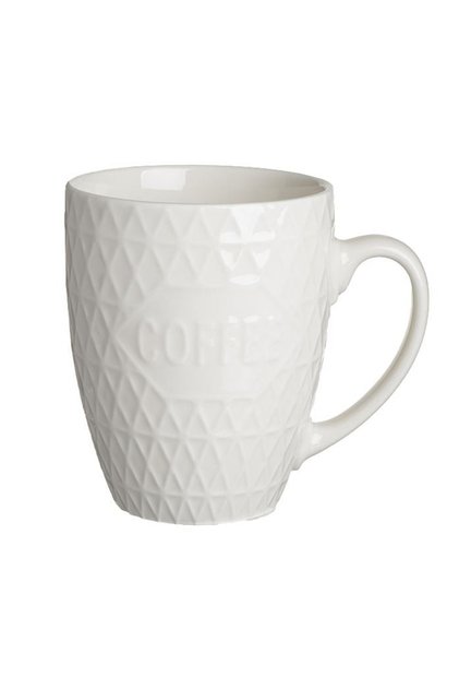 Cană New Bone albă 400ml, model reliefat