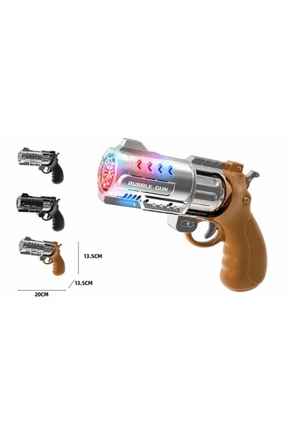 Automatic Bubble Gun for Kids with Bubble Solution and Colorful Led Lights - Fun Spinning Gun Design for Gardens and Parties, 20X13.5Cm