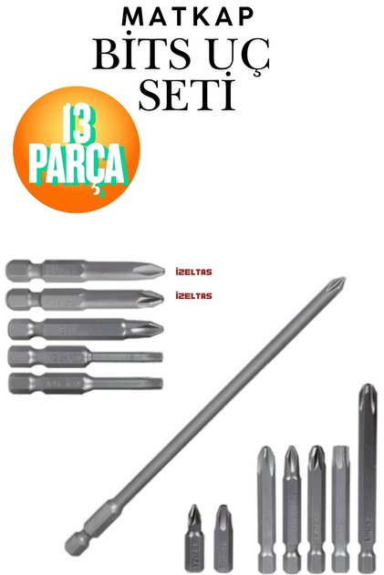 13 Parça Matkap Bits Uç Seti S2 Çelik Mıknatıslı Vidalama Ucu Seti Düz Yıldız Torx Akülü Vidalama Uçları Profesyonel Bits Uç Seti Matkap Ucu Vidalama Lokma Seti Paslanmaz Düz Yıldız Torx Uç Seti