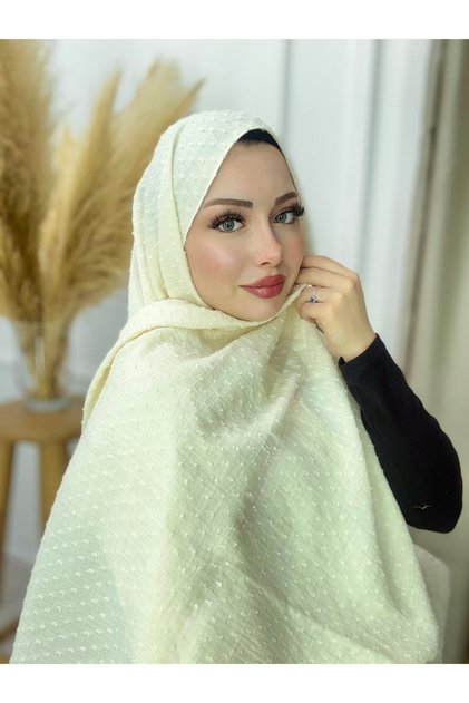 PonPon %100 Doğal Pamuk Müslin Şal Krem