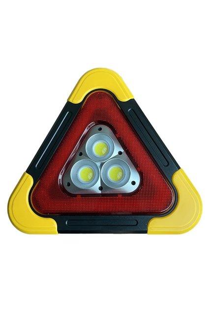 Triunghi reflectorizant iluminat cu 3 LED-uri cu incarcare prin USB sau solara