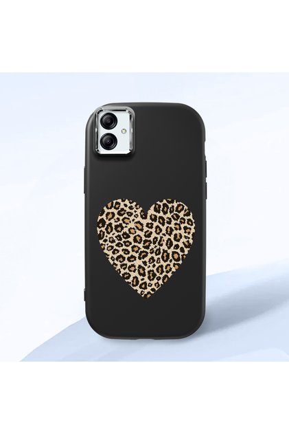 Samsung Galaxy A03 Compatible Case Camera Protector Black Silicone Couple Phone Case Heart Pattern