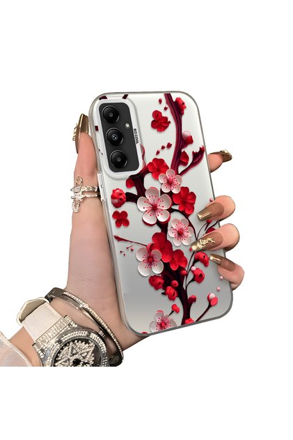 Samsung Galaxy M14 Compatible Silicone Edge Hard Back Case Couple Phone Case with Floral Pattern