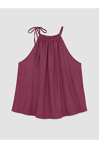LCWAIKIKI Classic Bordo Halter Yaka Büzgülü Bluz