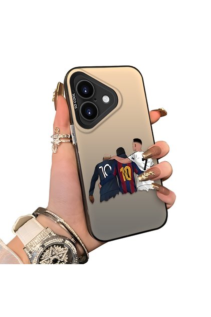 iPhone 17 Compatible Silicone Edge Hard Back Case Couple Phone Case with Football Pattern