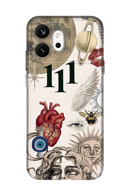 Honor 600 Compatible Astro Symbolic Collage and 111 Energy Pattern Transparent Phone Case