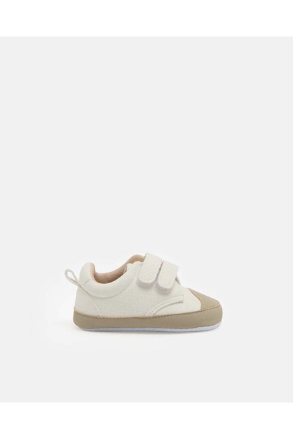 Baby Beige Colour Block Pram Shoes