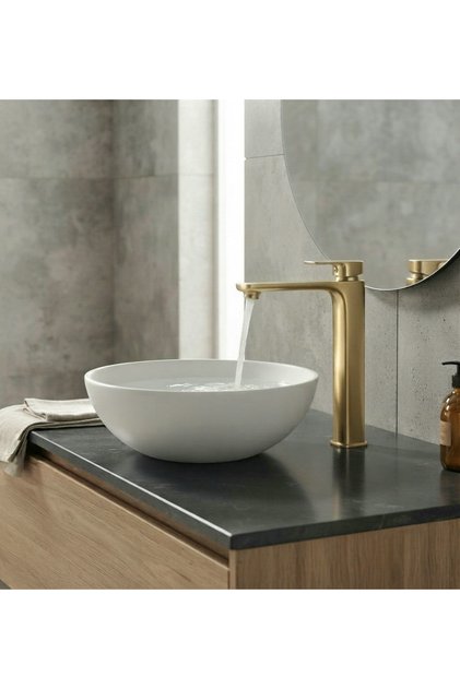 Lüx Kare Gold Çanak Lavabo Bataryası