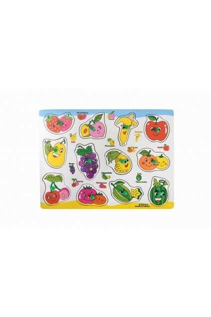 Puzzle lemn educativ - Invata fructele, 12 piese, 3+ ani, Colorarte, A-3011
