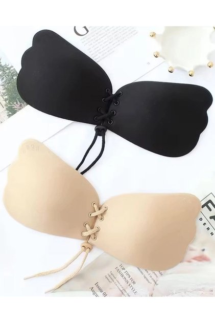 # Bra Skin Black Gathering Thin Strapless Aesthetic Non-Slip Comfortable 2-Piece Sticky Butterfly Bra
