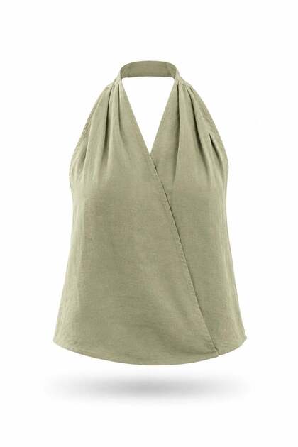 Haki Mare 100% Linen Lino Blouse