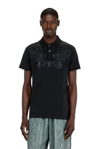 SİYAH ERKEK T-PHEN NAKIŞLI POLO T-SHIRT