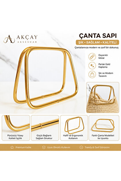 Metal Çanta Sapı Kare 11 Cm Çift