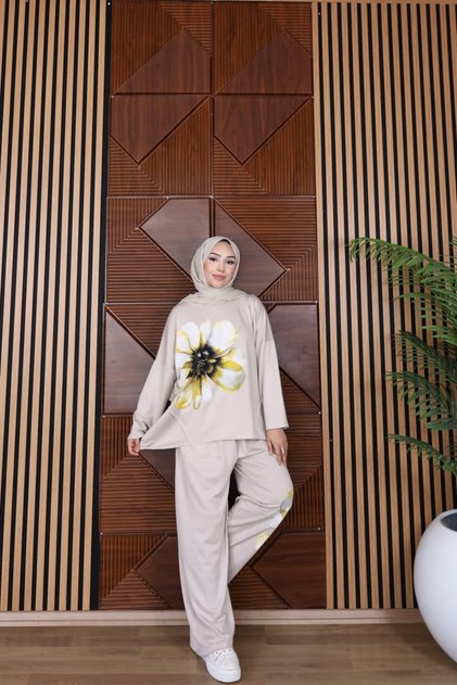 Modal Printed Detail Pantonlu 2-Piece Set