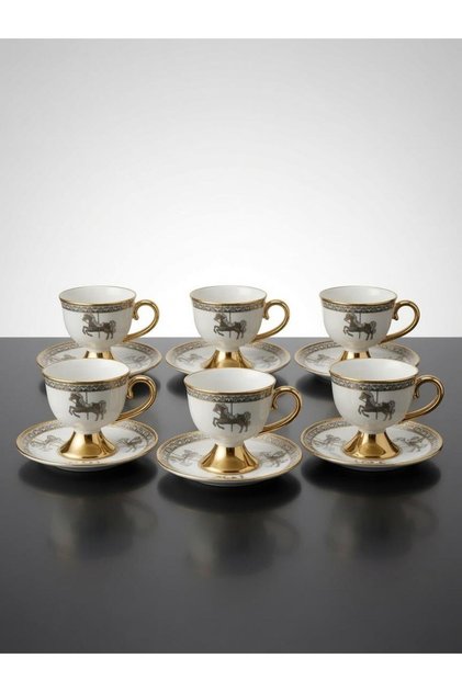 Porcelain 90 ml Footed Cup Set 6-Piece Carousel