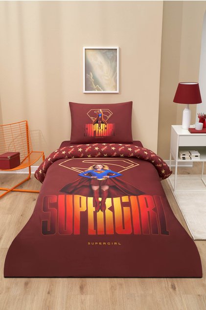 Supergirl Licensed Elastic Sheet Single Duvet Cover Set