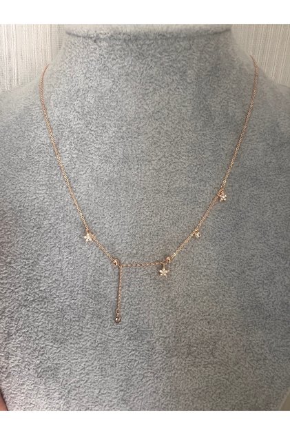 Tuelataki/Xuping Jewelry Zircon Stone Star Figured Rose Gold Women's Necklace - Minimal Dangle Chain Necklace