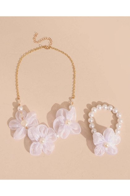 Girls Pink Embellished Necklace Set (Pack Of 2)