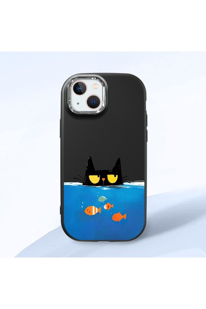 Black Silicone Case Compatible with iPhone 14 Plus/15 Plus with Shock-Absorbing Camera Protections
