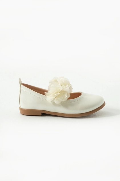 Girl's Cream Rose Detailed Orthopedic Ballerinas (Buy According to the Size Chart)